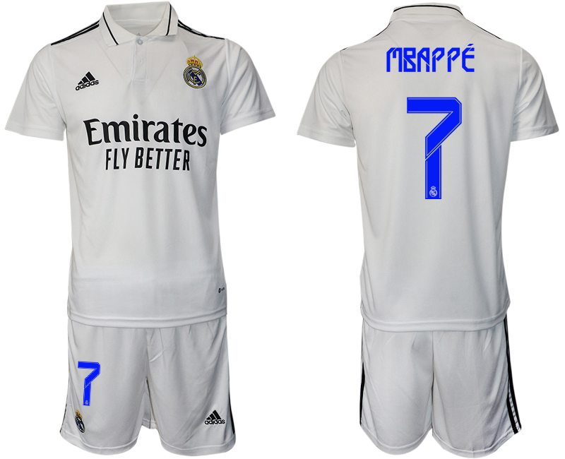 Men 2022-2023 Club Real Madrid home white #7 Adidas Soccer Jersey